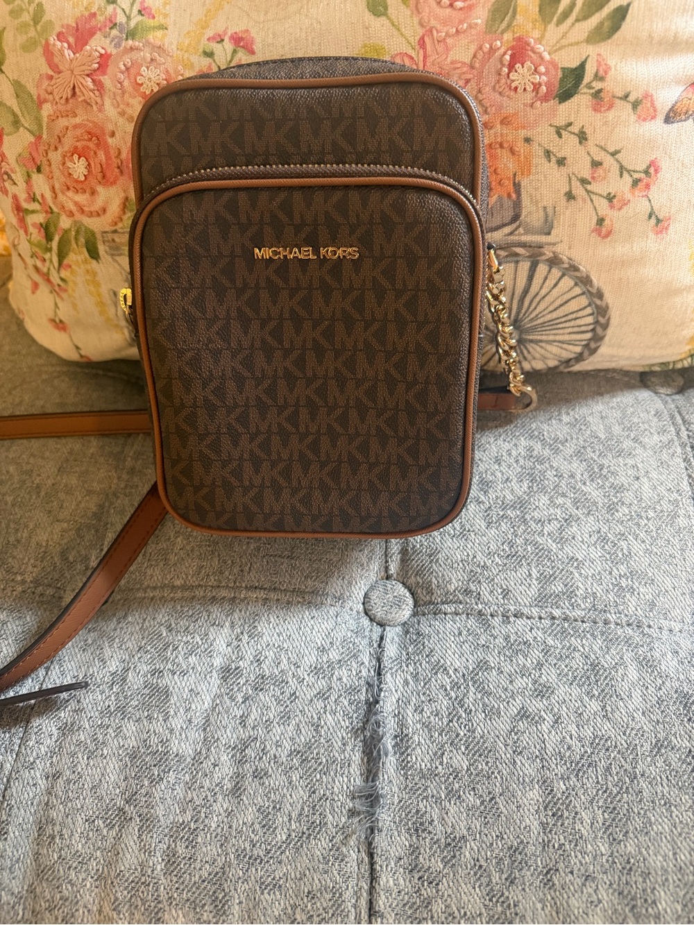 Michael Kors Brown MK Logo Crossbody Bag